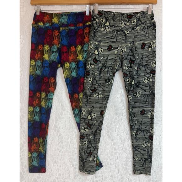 Lot of 2 Disney x LuLaRoe Nightmare Before Christmas Jack / Sally Leggings OSFM* - Picture 1 of 16